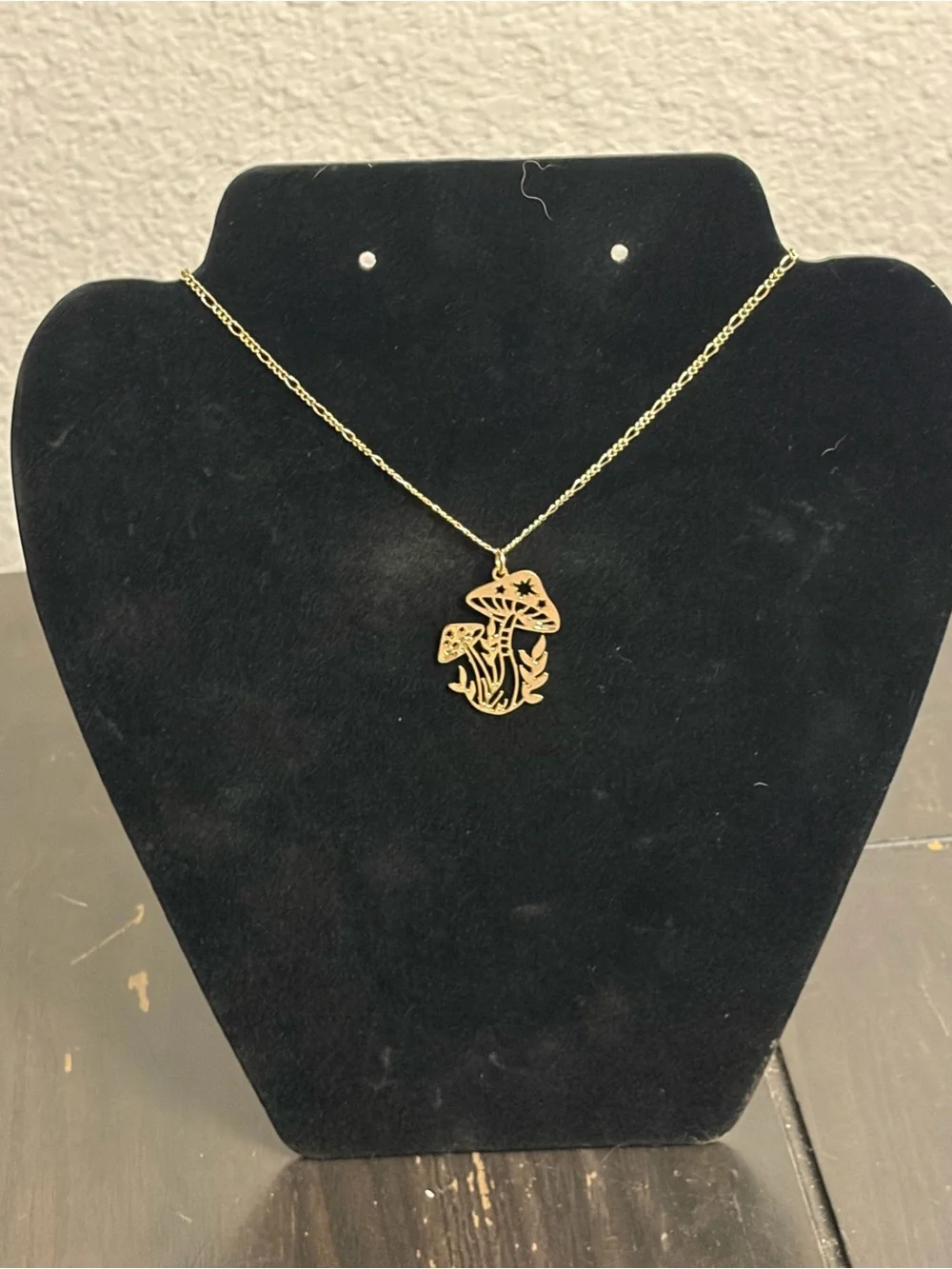 Gold Tone Mushroom Pendant Necklace - Women Jewelry